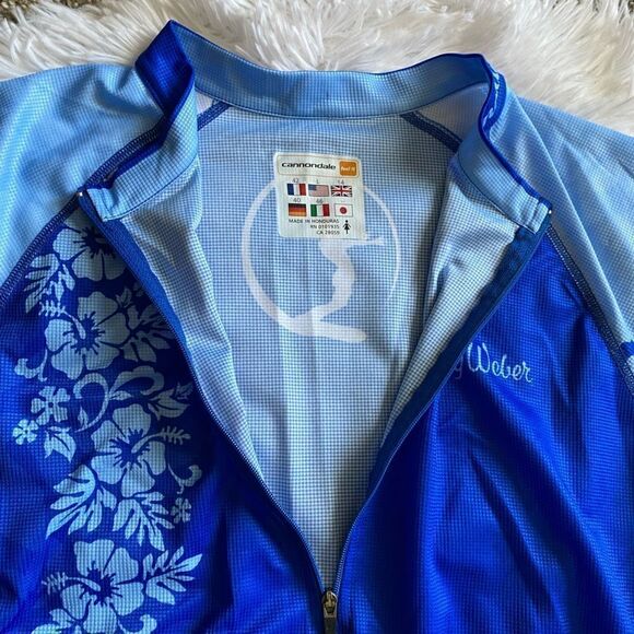 Dewey Weber Quarter Zip Cycling Shirt Back Pockets Blue Thin Lightweight Large - Picture 4 of 14